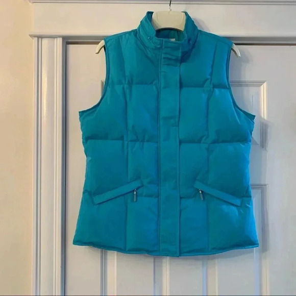 TALBOTS Womens S Periwinkle Blue Goose Down Filled Puffer Vest Full zip Small - Picture 1 of 8